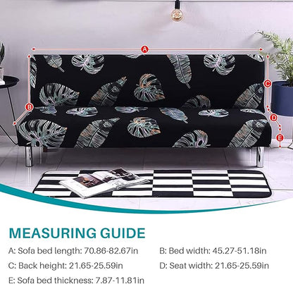 Beacon Pet Stretch Sofa Slipcover Armless Futon Cover Printed Fitted Furniture Protector Elastic Polyester Spandex Washable Armless Sofa Cover Folding Couch Shield Sofa Cover
