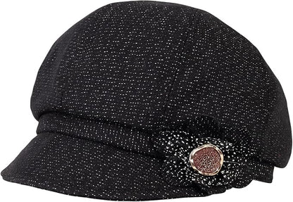 Women Retro Classic Visor Newsboy Cabbie Cap Beret Hats with Flower Buckle for Woman Ladies