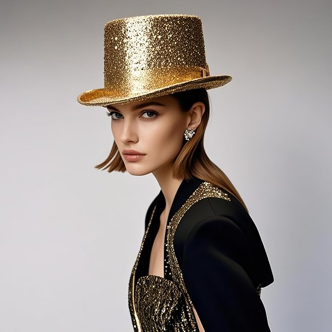 Top Hats for Men Women Adults, Shiny Magician Hat Tuxedo Hat Victorian Dress Up Christmas Top Hats