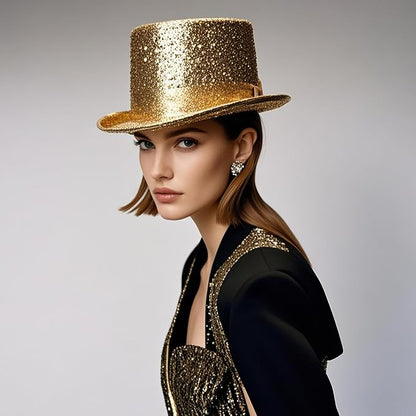 Top Hats for Men Women Adults, Shiny Magician Hat Tuxedo Hat Victorian Dress Up Christmas Top Hats