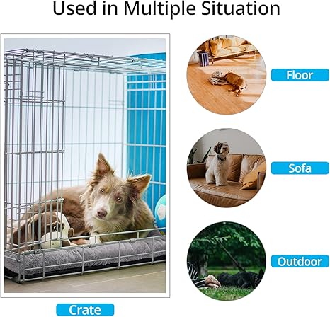 Dog Beds Crate Pad for MediumLarge Dogs Fit Metal,Ultra Soft, Washable  Anti-Slip Kennel Pad for Dogs Cozy Sleeping Mat,Gray 36inch