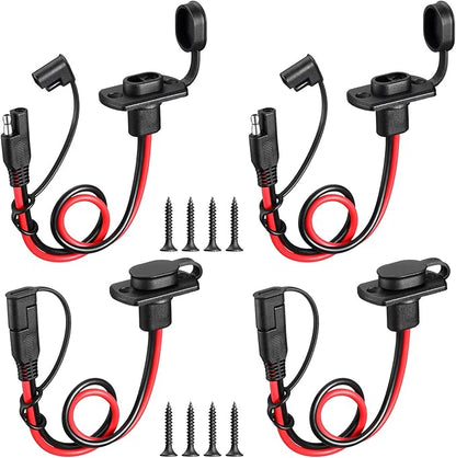 Tuanse 4 Pcs 12 AWG Power Socket Sidewall Port Compatible with SAE Quick Connect Solar Panel Weatherproof Solar Panel Cables and Connectors Battery Connector Power Parts for Generator Battery Charger