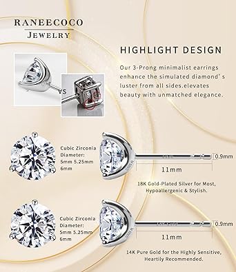 "STUNNING FLAME" 18K Gold Plated Silver Brilliant Cut Simulated Diamond Cubic Zirconia Stud Earrings