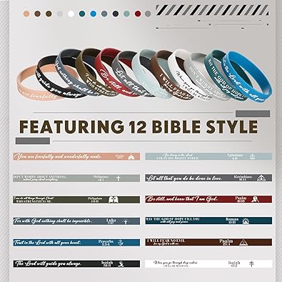 Bible Verses Bracelets Bulk Scripture Silicone Wristbands Inspirational Motivational Quote Rubber Wristbands Christian Bracelets for Women Men Easter Carnival Party Favors