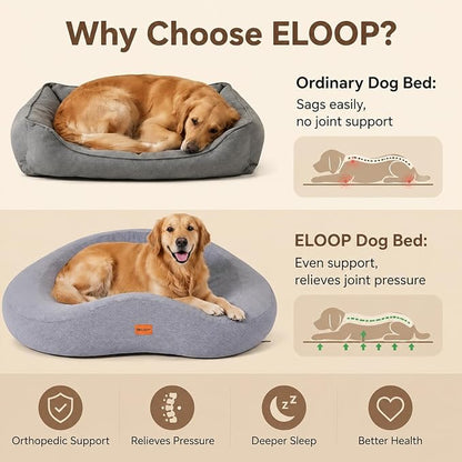 Memory Foam Dog Bed, Large Waterproof Pet Sofa with Sides & Removable Washable Cover, Non-Slip Bottom Supportive Couch for Large Dogs, Gray