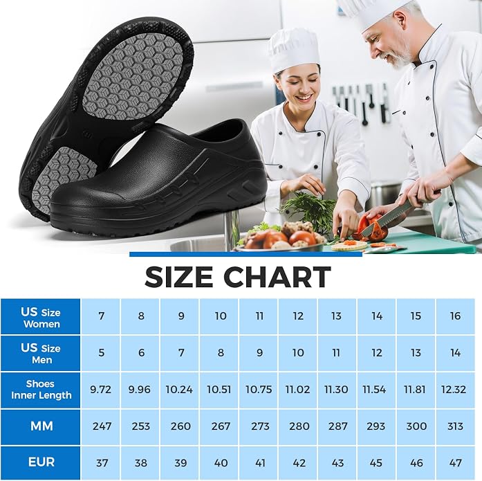 TEYTAP Chef Shoes Men Women Non Slip Work Shoes Water Proof Closed Toe Clogs for Nurse Kitchen Restaurant Food Service