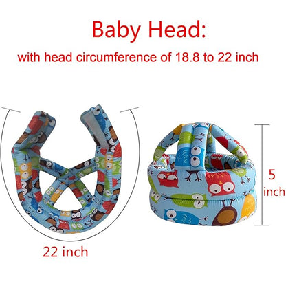 IULONEE Baby Infant Toddler Helmet No Bump Safety Head Cushion Bumper Bonnet Adjustable Protective Cap Child Safety Headguard Hat for Running Walking Crawling Safety Helmet for Kid (Blue Owl)