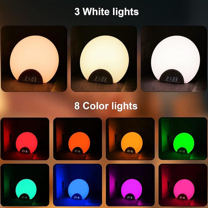 ANTDALIS Sunrise Alarm Clock Wake Up Light for Kids, Adults, Heavy Sleepers with Dual Alarms, Snooze, Sleep Aid with 7 Nature Sounds for Bedrooms with 8 Colors Night Light, FM Radio, Gift Ideas