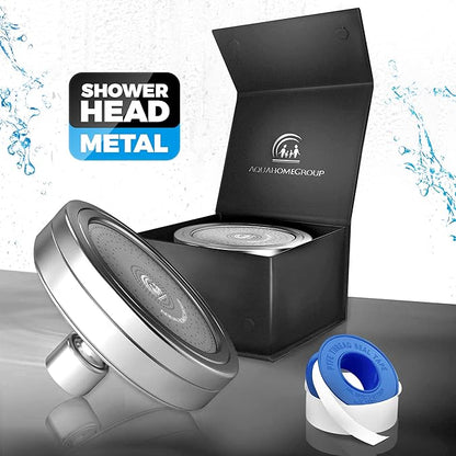 AquaHomeGroup Luxury Filtered Shower Head (Metal) - Vitamin CEA 5 Shower Caps - Reduses Chlorine Sediments - Consistent Water Pressure - Massage and SPA Effery Shower Head