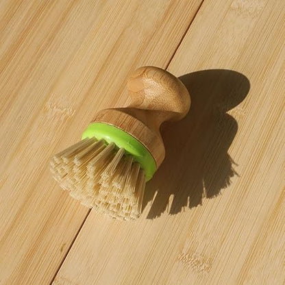 1 Pack Dish Brush Vegetable and Fruit Brush with Bamboo Handle and Detachable Woven Lanyard