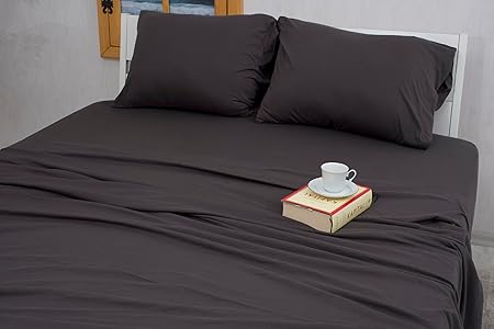 100 Cotton Bed Sheet Set with Deep Pocket - T-Shirt Fabric Jersey Knit - Extra Soft - Easy Fit - 4 Piece Set with Pillowcases - All Season - Comfy  4 pcs (Anthracite, Full)