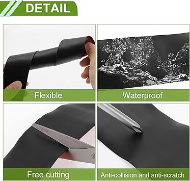 Universal 13Ftx1.97In Car Side Skirts Protector Adjustable Side Edge Guards PVC 1 Pcs Black