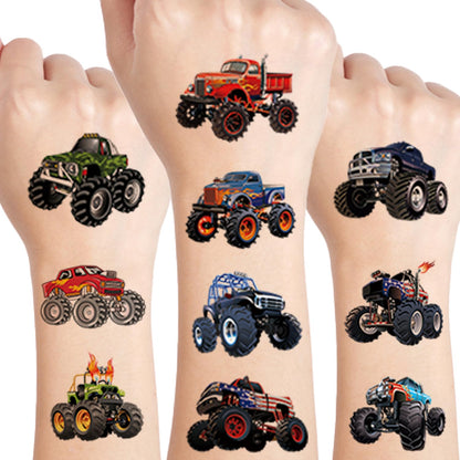 UVUXO Monster Truck Temporary Tattoo for kids - 10 Sheets Cars Tattoos Temporary for Boys Monster Truck Birthday Party Supplies for Kid