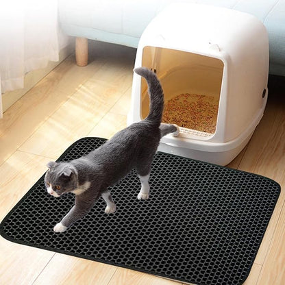 Cat pad, Waterproof Cat Mat, Double-Layer Sand Leakage cat Box, Non-Slip cat pad, Cat Mat, Double Layer Traps Mat for Pets