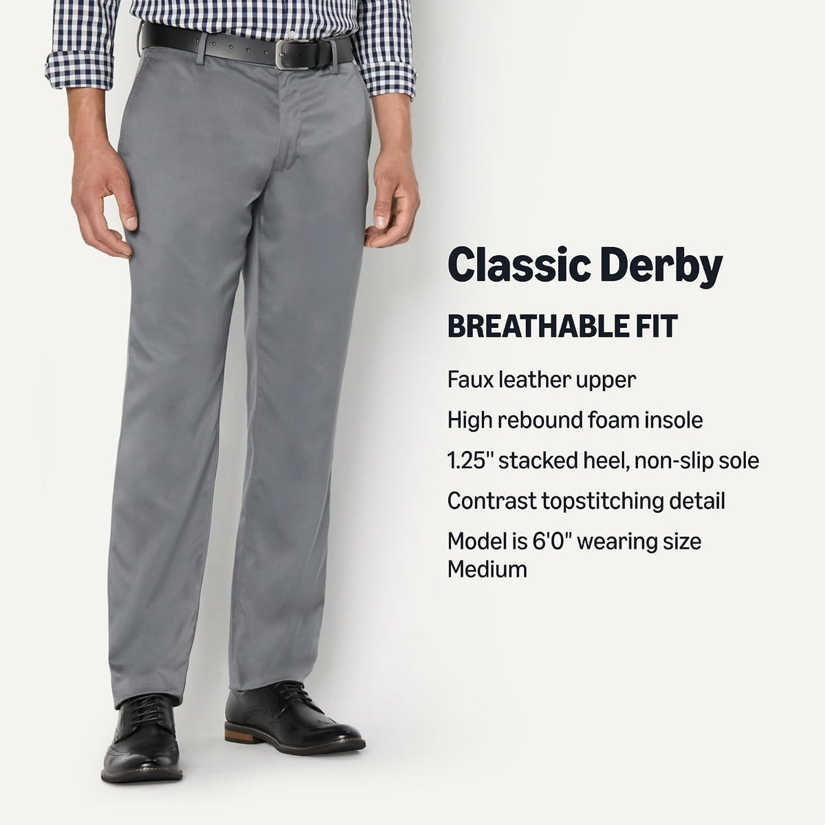 Essentials Men's Wingtip Derby Dress Shoes