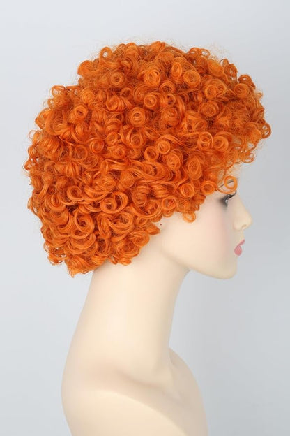 Woman or Girls Annie Wig Orange Short Curly Afro Wig for Girls Halloween Party Costume Cosplay Wig
