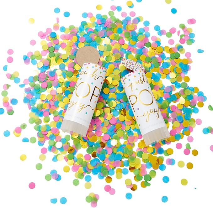 Sparkle and Bash 20 Pack Rainbow Confetti Shakers, Bulk Pop Confetti Party Supplies for Wedding, Bridal Shower, or Graduation