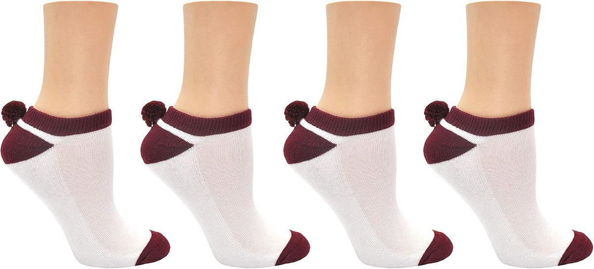 Everything Legwear Sock House Co. Pom Pom Socks (1 Pair) - Team Spirit Athletic Socks - Fits Ladies Shoe Size: 4-10