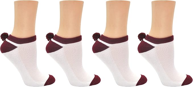 Everything Legwear Sock House Co. Pom Pom Socks (1 Pair) - Team Spirit Athletic Socks - Fits Ladies Shoe Size: 4-10