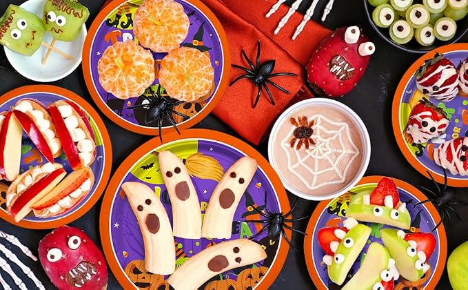 Halloween Party Supplies Kit Serve 50?Halloween Witch Pumpkin Design Includes Disposable Dinner Plates, Dessert Plates and Napkins, Birthday Party Decorations (Comes With Napkins and Small Plates only)