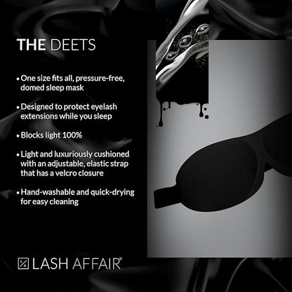 Lash Affair 3D Eye Mask for Sleeping Eyelash Extensions, Lash Protector Cupped Molded Night Sleep Mask, Contoured Mask Eye Cover, Comfortable and Lightweight, Jet Black