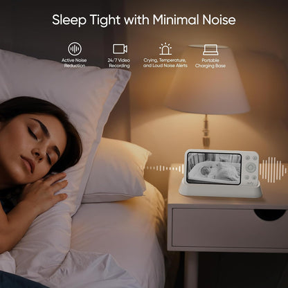 eufy Baby Monitor E21, 4K UHD Camera, 5" 720p Screen, No Wi-Fi | No Subscription Fee, WiFi & No Wi-Fi, 8x Zoom, Dual Wi-Fi/Local, 24/7 App Recording, ANR, Built-in Battery