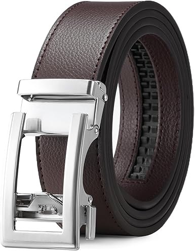 SENDEFN Men's Leather Casual Belt 1 38" Automatic Ratchet Belts Adjustable Click Buckle Belts with Gift Box for Dress