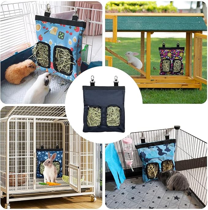 Guinea Pig Hay Feeder, Hanging Rabbit Hay Feeder Bag for Guinea Pigs Bunnies Chinchillas. Pink Paws