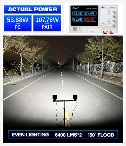 128W Led Equipments Work Lights Truck Trators Skid Steer Lights, 12800 Lumens Flood Light Led Work Lights for Excavator Grader Crawler Dozer Wheel Loader, 4.3 Inch, 12/24V