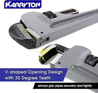 10 Inch Aluminum Pipe Wrench, 1-58"41mm Adjustable Cr-Mo Jaw Opening Heavy Duty Straight Handle Plumbing Wrenches, Perfect Plumbers Tool Exceed GGG Standard