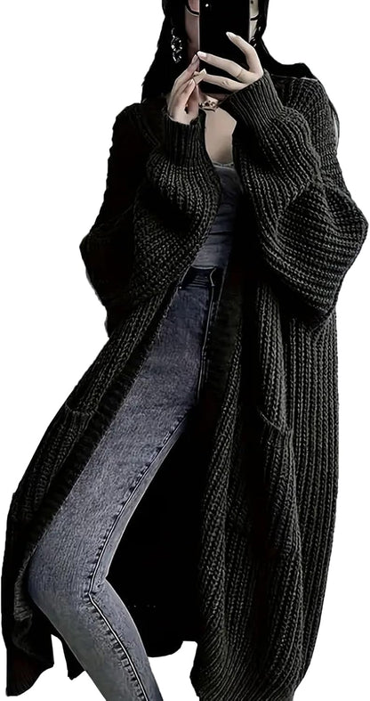 Womens Long Cardigan Sweaters Open Front Oversized Duster with Pocket for Women 2025 Fall Winter Knit Design Coats