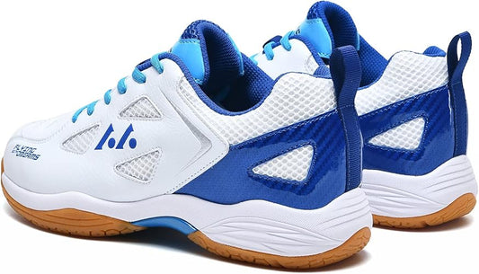 Men's Light 22 Lightweight Cushioning Pickleball Court Shoes (White/Blue, 8.5)