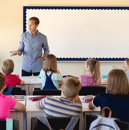 Teacher Created Resources Navy Blue Scalloped Rolled Border Trim - 50ft - Decorate Bulletin Boards, Walls, Desks, Windows, Doors, Lockers, Schools, Classrooms, Homeschool & Offices