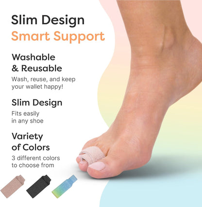 ZenToes Hammer Toe Corrector for Women & Men - Reusable Fabric Buddy Wraps for Broken Toes - Cushioned Toe Splint for Protection & Recovery & Hammertoe Straightener - 4 Count (OSFM, Firm Beige)