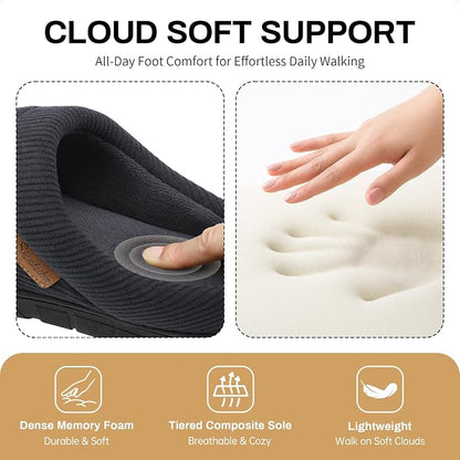 shoeslocker Mens Slippers Moccasin House Shoes Soft Memory Foam Slip-on Indoor/Outdoor