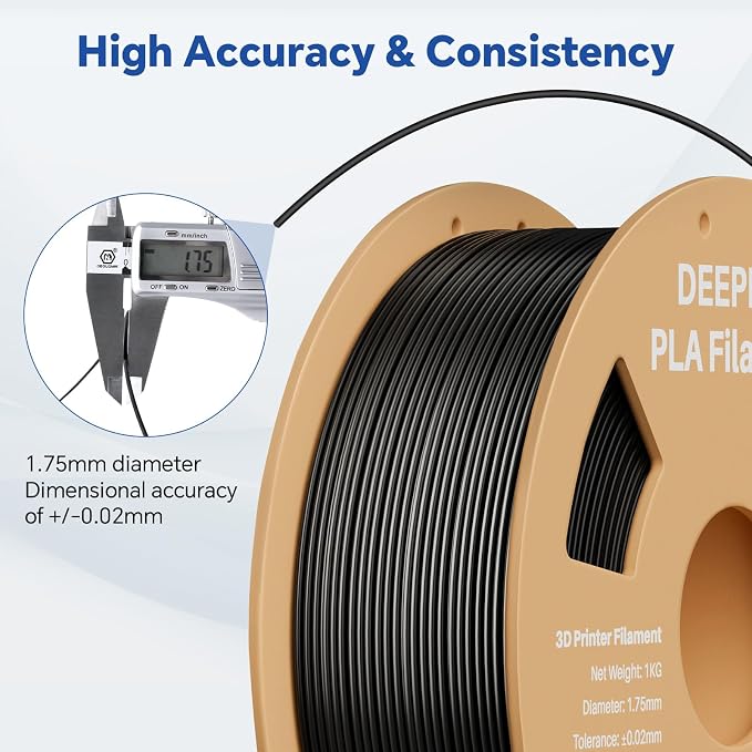 PLA 1.75mm 3D Printer Filament, 1kg Black