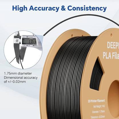 PLA 1.75mm 3D Printer Filament, 1kg Black