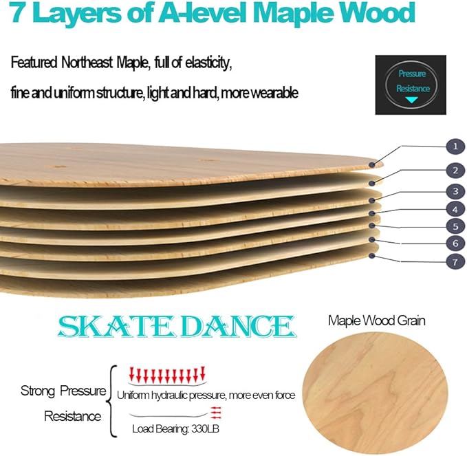 AsFrost Portable Roller Road Drift Skates Plate with Cool Maple Deck Anti-Slip Board Split Skateboard with PU Wheels High-end Bearings