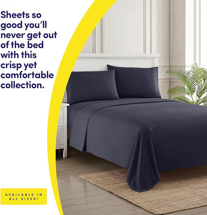 1500 Supreme Collection Full Sheet Sets Navy Blue - Luxury Hotel Bed Sheets and Pillowcase Set for Full Mattress - Extra Soft, Elastic Corner Straps, Deep Pocket Sheets, Full Navy Blue