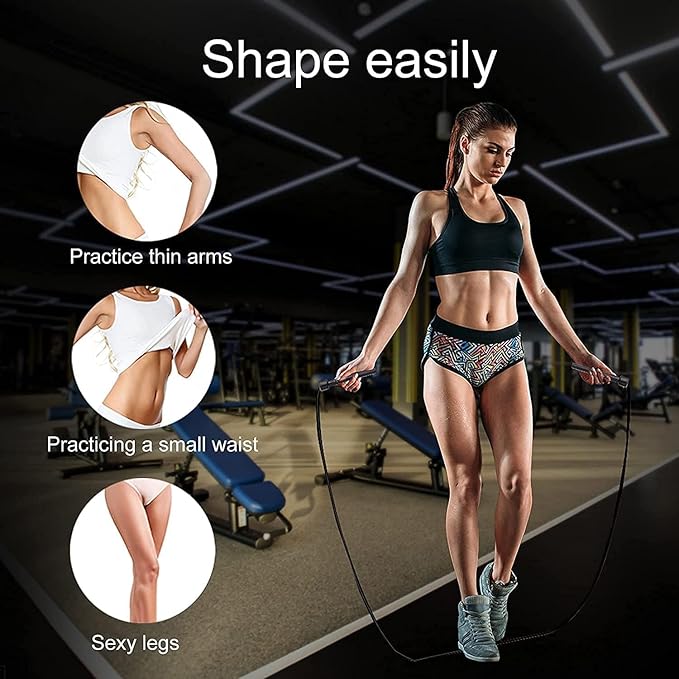 Adjustable Jump Rope for Women Men Kids Fitness Exercise,Black