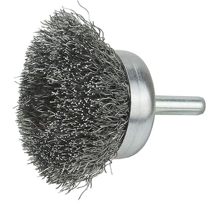 Weiler 14301V 1-34" Crimped Wire Utility Cup Brush, .0118" Steel Fill, 14" Stem, Vending Ready, Made in The USA