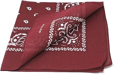 Large 100 Cotton Square Burst Paisley Bandanas (22 inch x 22 inch) - Use For Handkerchief, Headband, Wristband, Head Scarf