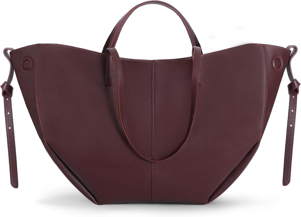 Wing Bag Cyme Cowhide Tote Women Bucket Handbag Premium Leather Lightweight Versatile Shoulder Bag for Work Travel Shopping
