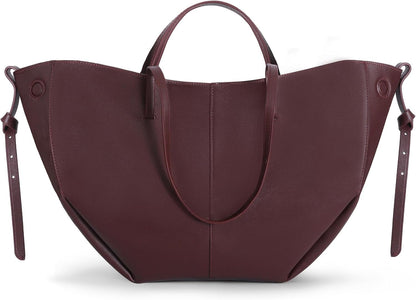 Wing Bag Cyme Cowhide Tote Women Bucket Handbag Premium Leather Lightweight Versatile Shoulder Bag for Work Travel Shopping
