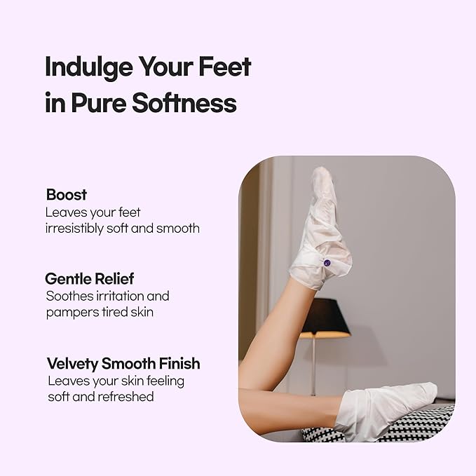 Epielle Relaxing Foot Masks, 6 Pairs Deep Moisturizing Socks for Dry Feet & Cracked Heels, Soften Skin with Melatonin & Lavender Extract, Korean Skin Care, Foot Spa Gifts for Women
