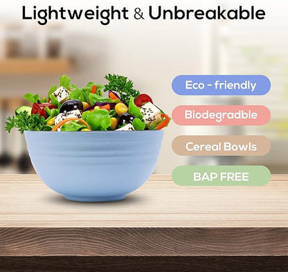 Numkey 26 oz Set Of 4 Salad bowls Small wheat straw bowls for kitchen Soup bowls Breakfast cereal bowl Unbreakable Lightweight DishwasherMicrowave safe BPA Free (Beige)
