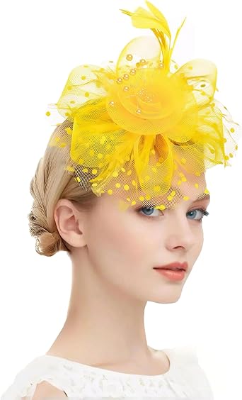 Kentucky Derby Hat for Women 2025 Fascinators Hat Elegant Mesh Feather Headband with Clip Tea Party Hats