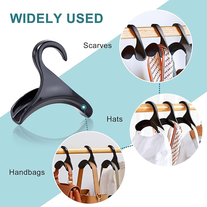 6PCS Purse Handbag Hanger Hooks for Closet, Handbag Organizer Purse Hooks, Bag Rack Holder Storage for Hanging Tote Bag Backpacks Satchels Crossovers Scarf Belt and Tie (Black)