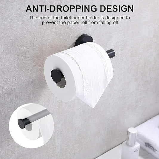 SetSail Toilet Paper Holder Wall Mount Screw-in Matte Black Bathroom Toilet Paper Roll Holders Stainless Steel Tissue Holder for Bathroom Hardware Accessories, Drill Hole