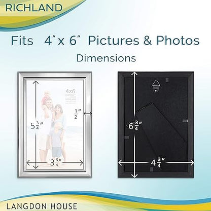 Langdon House 4x6 Silver Picture Frame, Distinguished Edging for Classic Style, Richland Collection
